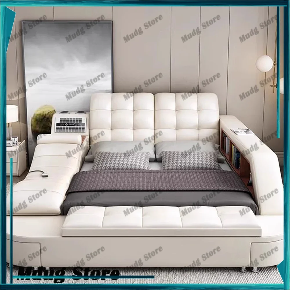 Modern Upholstered Bed Electric Leg Support Sleeping Multifunctional Bed Massager Queen Mobili Per La Casa Bedroom Furniture