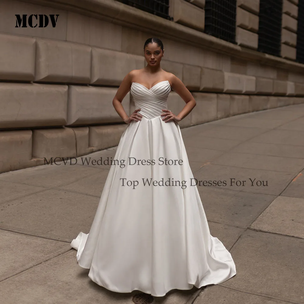 

MCDV Customzied strapless sleeveless beaded elegant wedding dress estidos weddings dresses for bride vestidos de novia 2026