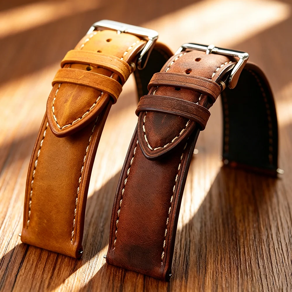 Quick Release Watch Strap Universal Wrist Bracelets 14/16/18/20/22/24mm Retro Brown Watchband for Samsung Galaxy Watch 8/7/6/5/4