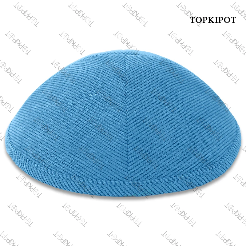 

Blue corduroy Customized Kippah for Jewish Wedding Religious Ethnic Yarmulke Cap