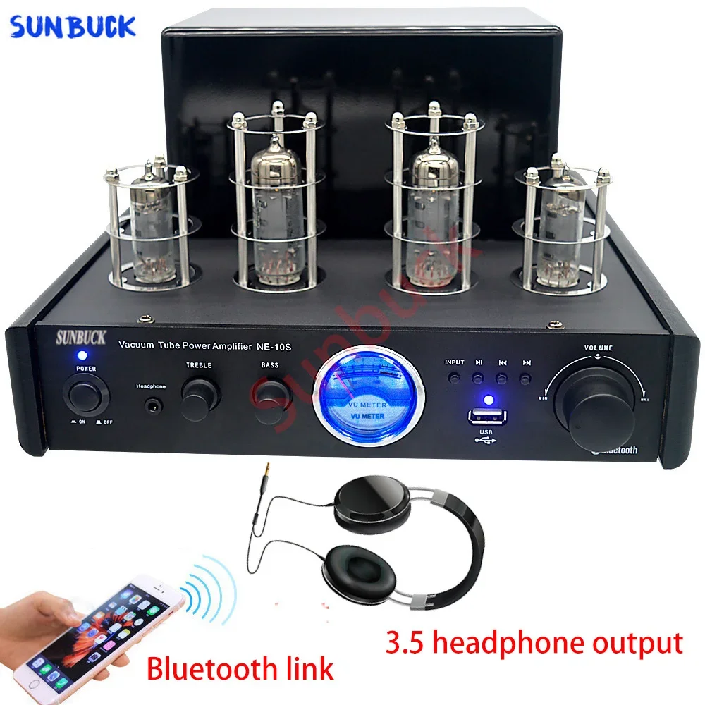 Sunbuck tube amplifier 6u1 6k4 Headphone Output Lossless HIFI 2.0 channel 30W High Power Vacuum tube amplifier  Product paramet