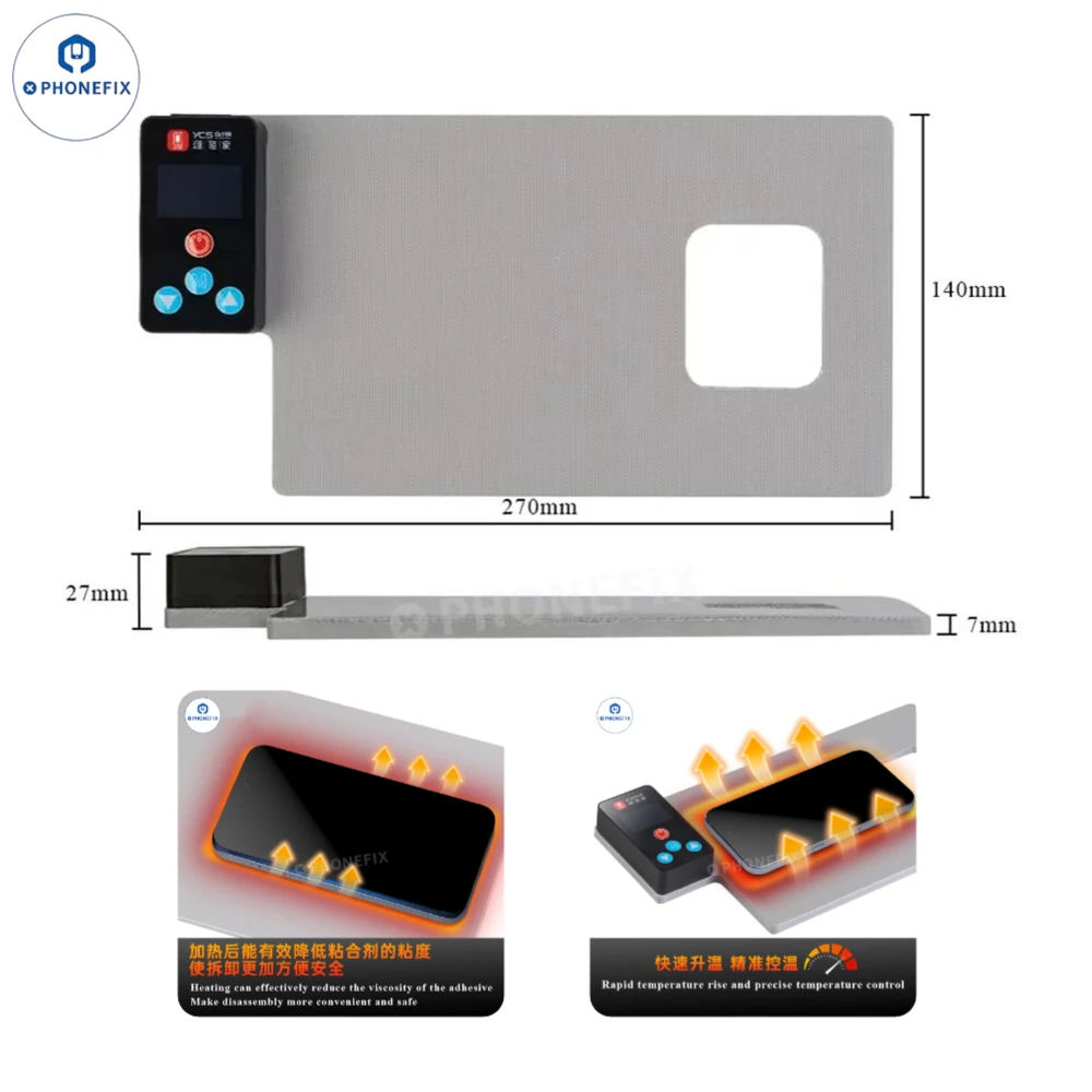

YCS CP01 Heating Platform LCD Screen/Back Cover Separator with Camera Protection Hole for Mobile Phone Disassembly Repair Tool