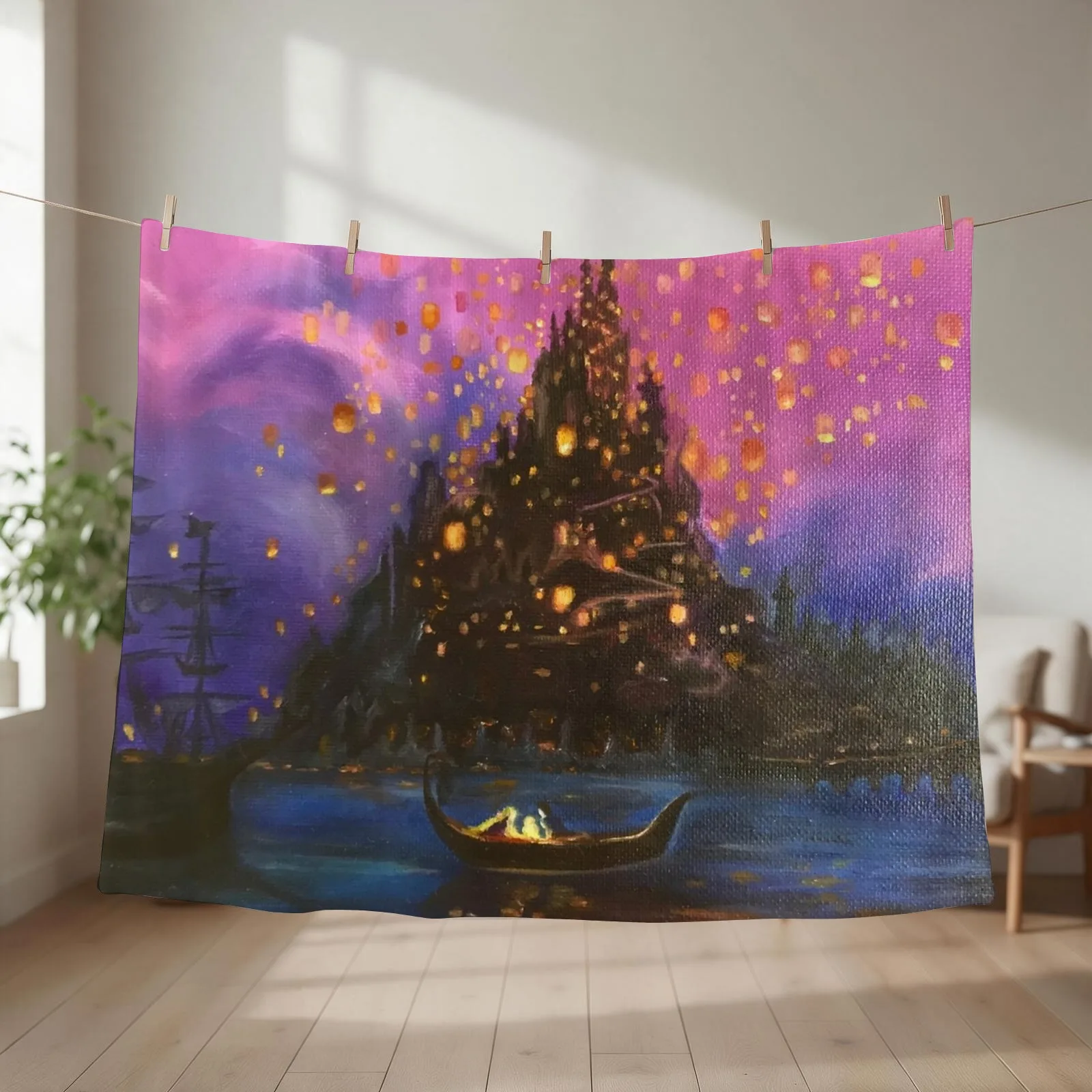 floating lights Throw Blanket couch cozy soft plush fuzzy picnic outdoor blanket