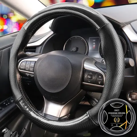 10 best sales steering wheel cover carbon fiber - №5