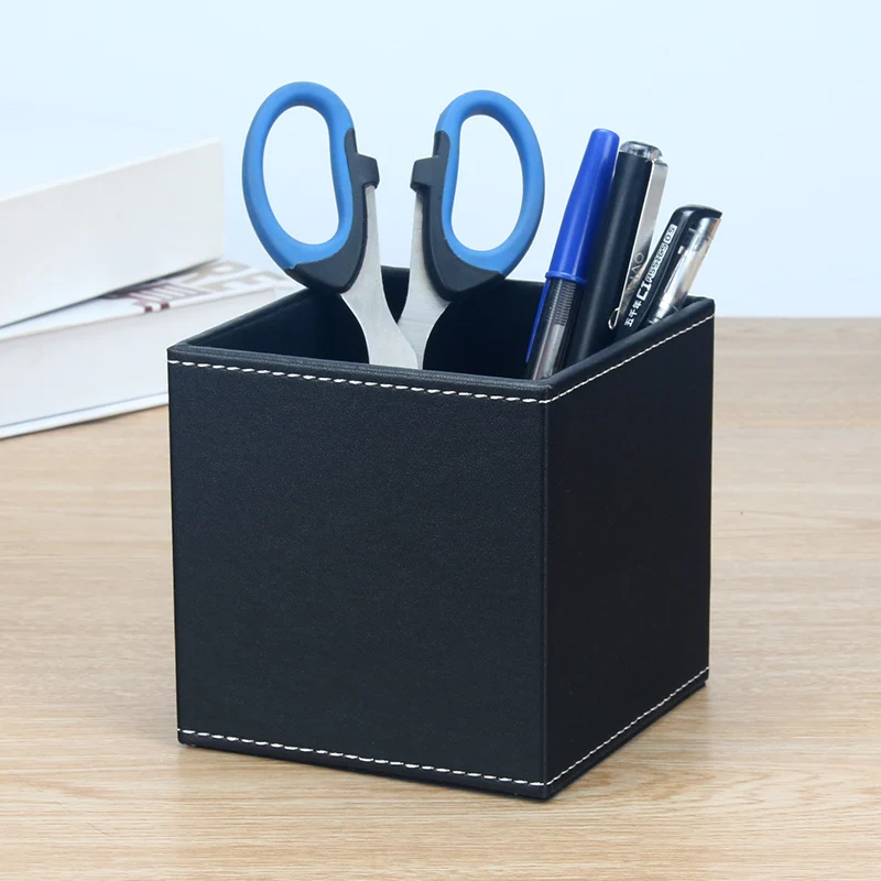 

Leather pen holder home decoration Office stationery storage box Creative and fashionable makeup brush storage