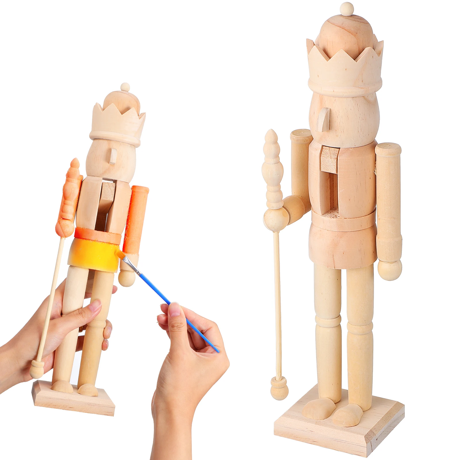 

Blank Wooden Nutcracker DIY Nutcracker Puppet Soldier Desktop Ornament Freehand Doodle Nutcracker Statue Craft Decoration