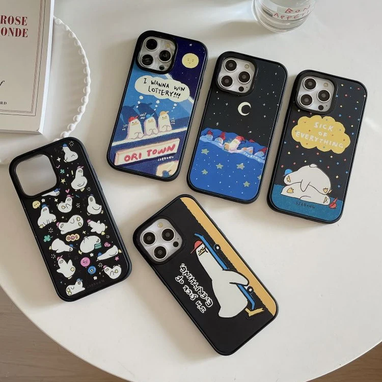 

Cute Duck Black Frosted Phone Case Cover for IPhone 13 14 15 Pro Max Case