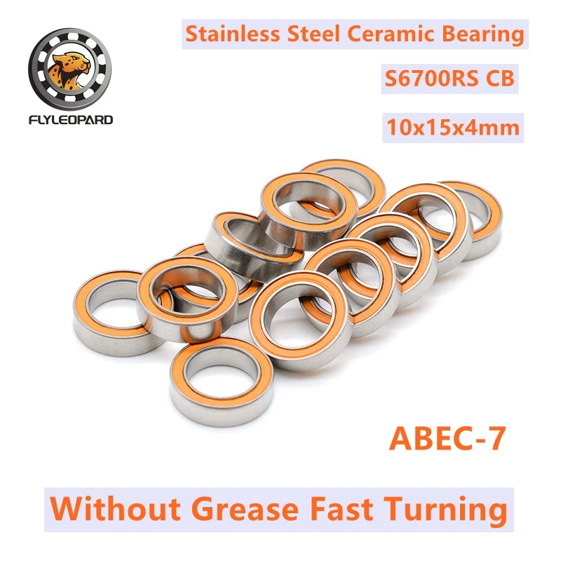 (1/2/4/6/8/10PCS) S6700 2RS 10X15X4mm Stainless Steel Ceramic Bearing for Saltwater Fishing - Long-term Corrosion Resistance