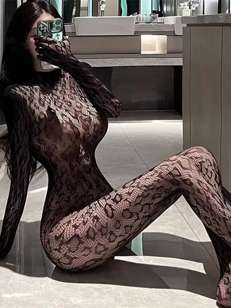 Backless Sexy Fishnet Pantyhose See Through Bodystockings Open Crotch Full Body One Piece Women Sexy Lingerie Erotic Underwear