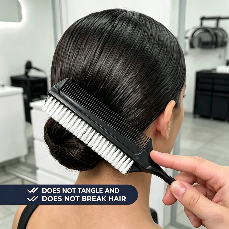 2Pcs Professional Hair Styling Brush Set Boar Bristle Teasing Brush Double-Sided Edge Control Comb Detangling Salon Hairstyling view 3