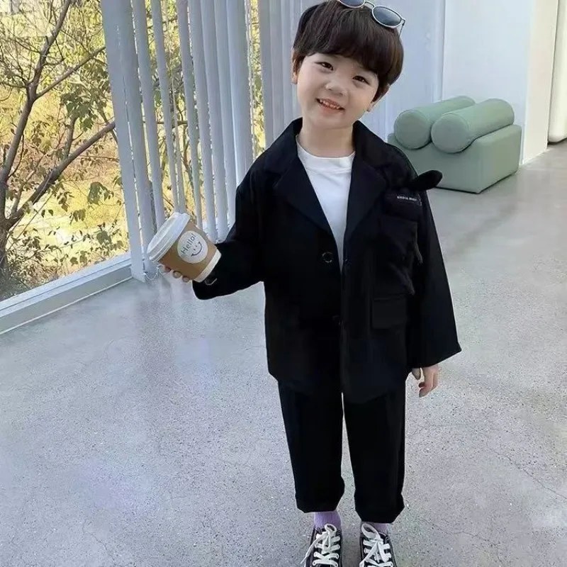 طقم بدلة للأولاد 2025، ملابس كاجوال للأطفال، موضة جديدة للربيع والخريف، النسخة الكورية، طقم سراويل بأكمام طويلة مكون من قطعتين #5