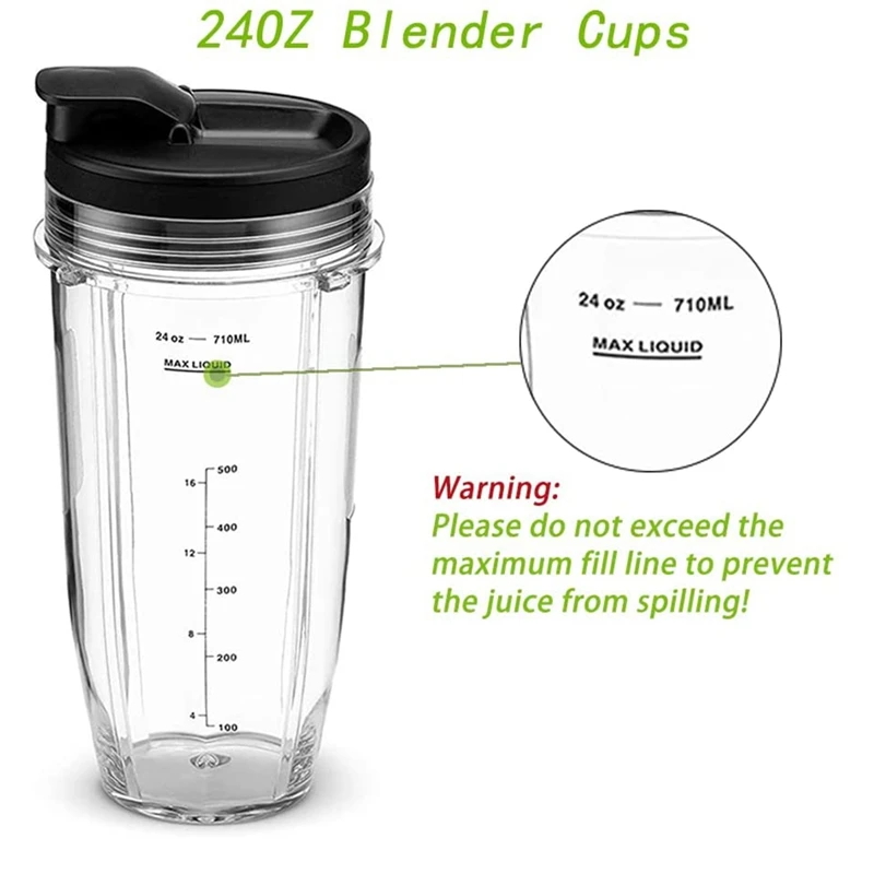 2 Pack Replacement 24 Oz Blender Cups With Lid For Nutri Ninja Auto IQ BL450 BL480 NN102 Blender Accessories