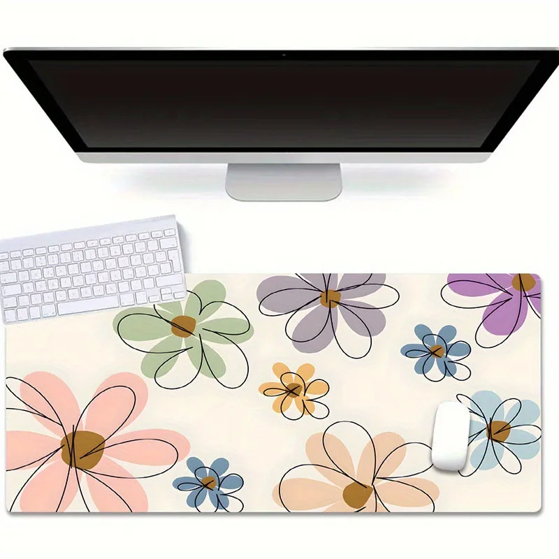 1pc Floral Design XXL Gaming Mouse Pad - Desk-Sized, Anti-Slip, Natural Rubber - Ideal for Gaming, Home Office, or a Unique Gift