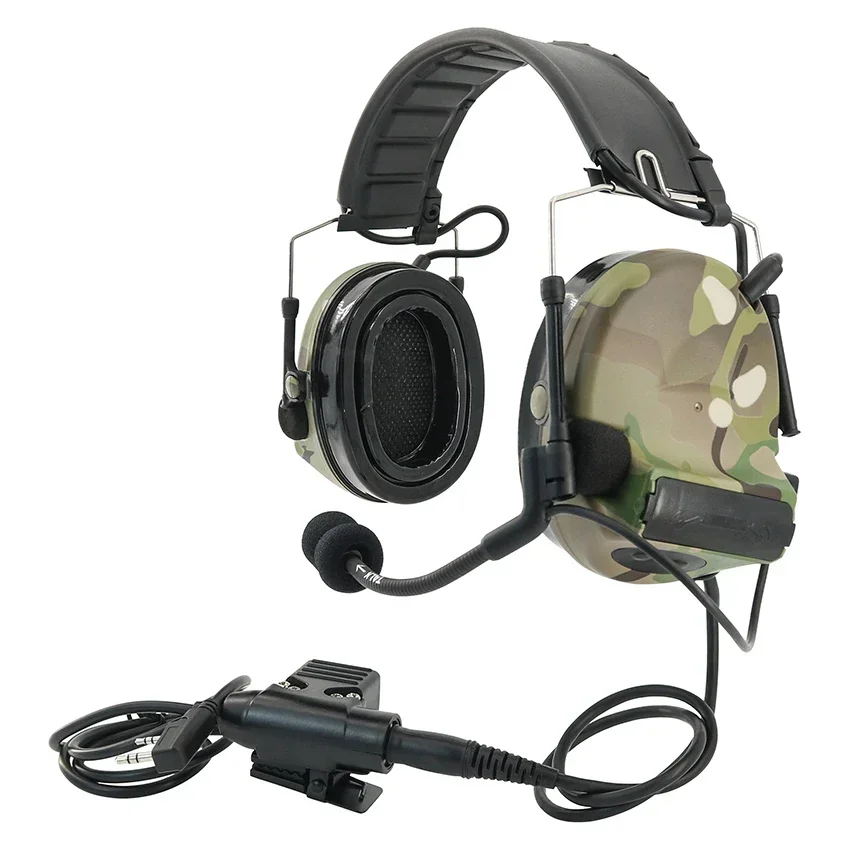 TAC-SKY C2 Removable Headband Silicone Earmuffs COMTAC II Pickup & Noise Canceling Headphones with 2-Pin U94 PTT