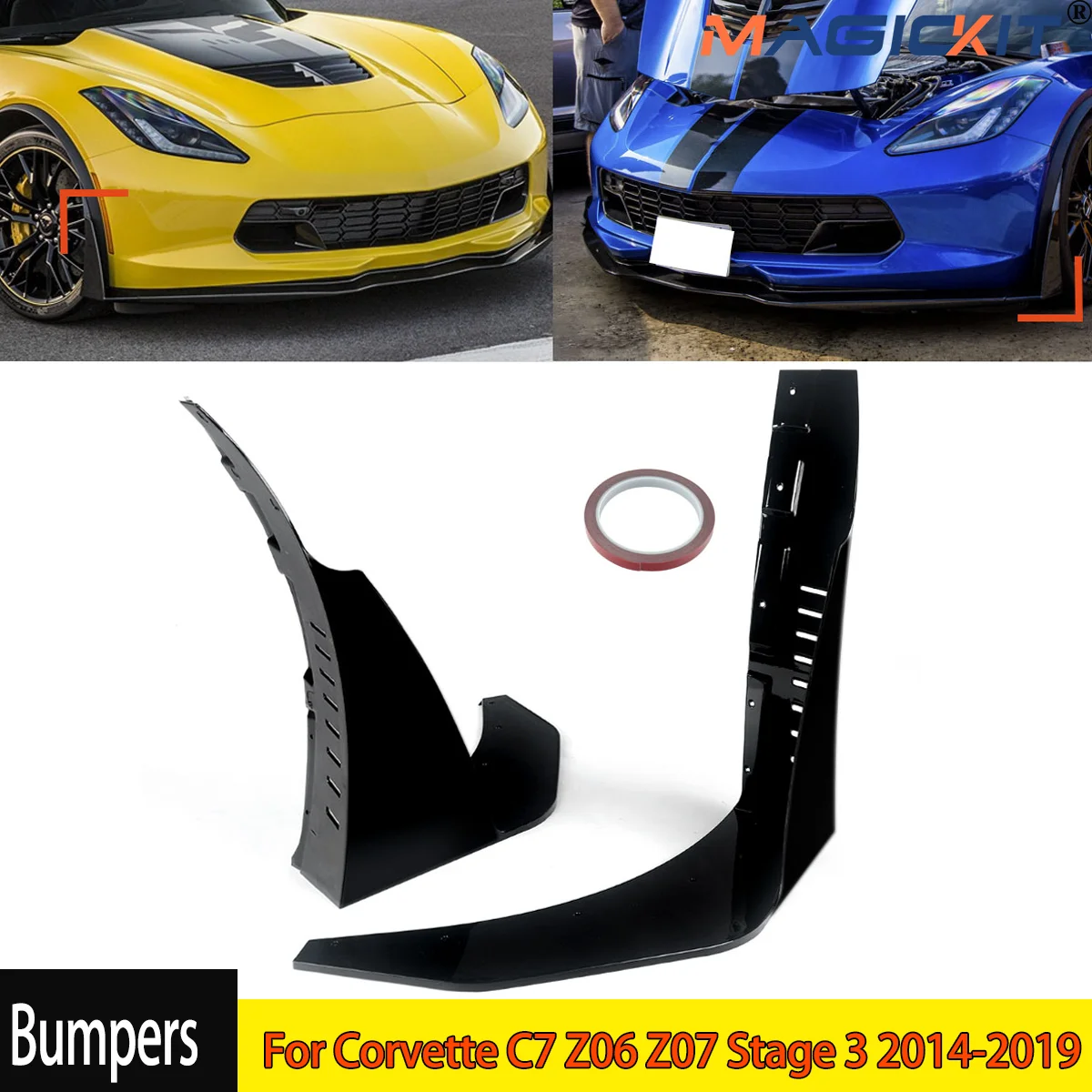 Front Side Splitter Extension Winglets For Corvette C7 Z06 Z07 Stage 3 2014-2019