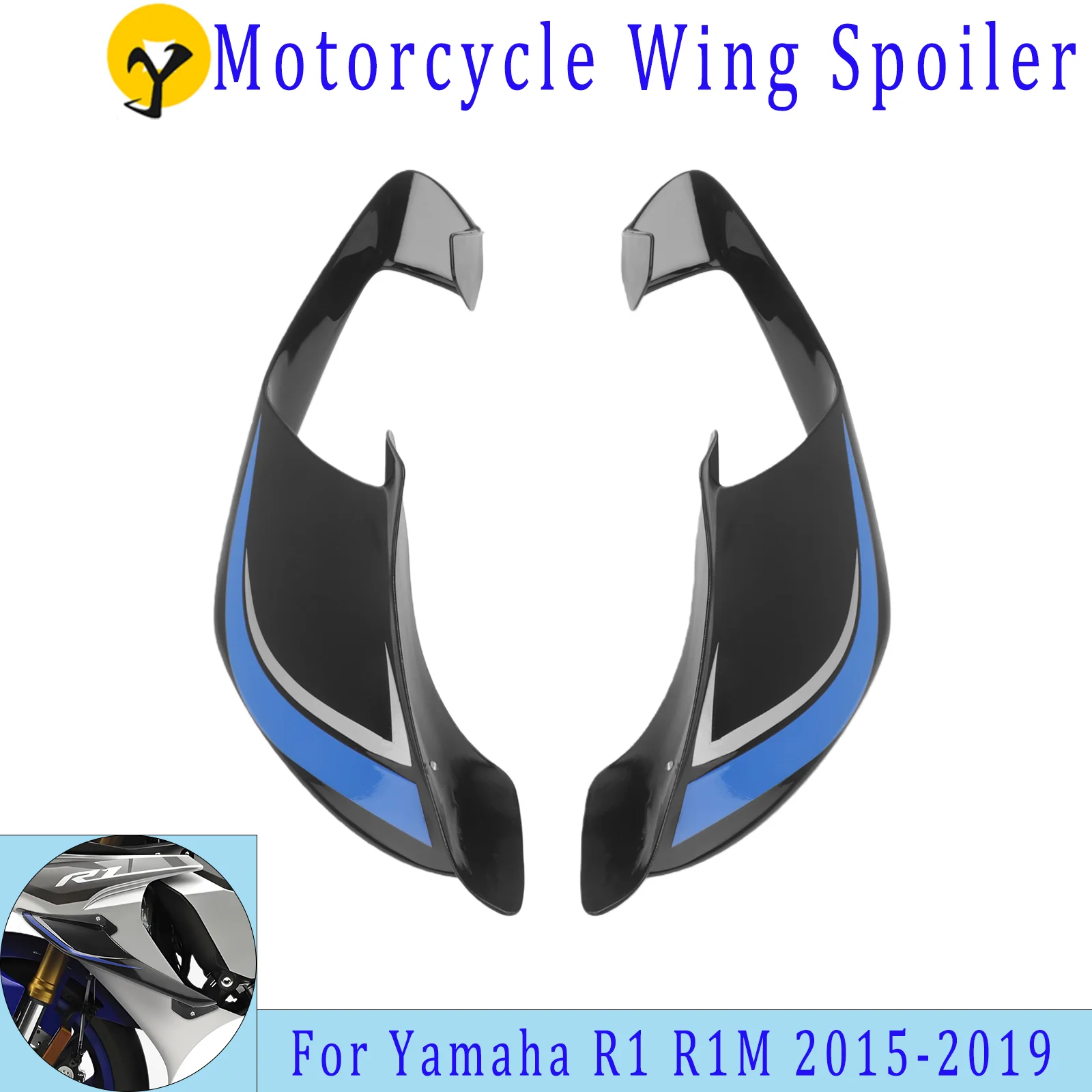 

Motorcycle Accessories Wing-Shaped Spoiler Fixed Wing Fairing Aerodynamic Winglets For Yamaha YZF R1 R1M 2015-2019 Models