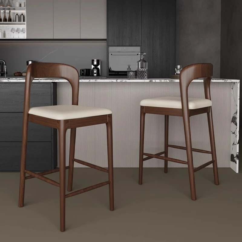 

Nordic Ash Wood Bar Stool Modern Minimalist Counter Height Chair with Backrest Kitchen Breakfast Pub Stool Home Cafe Stools