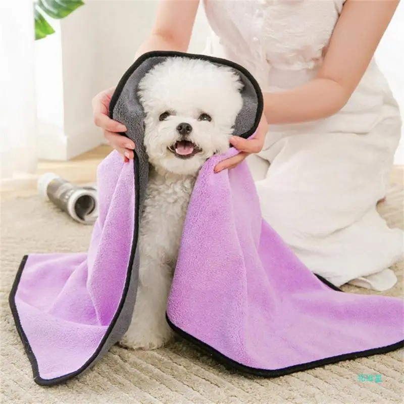 Quick-drying Dog and Cat Towels Soft Fiber Towels Absorbent Bath Towel Pet Bathrobe Convenient Cleaning Towel Dog Accessories