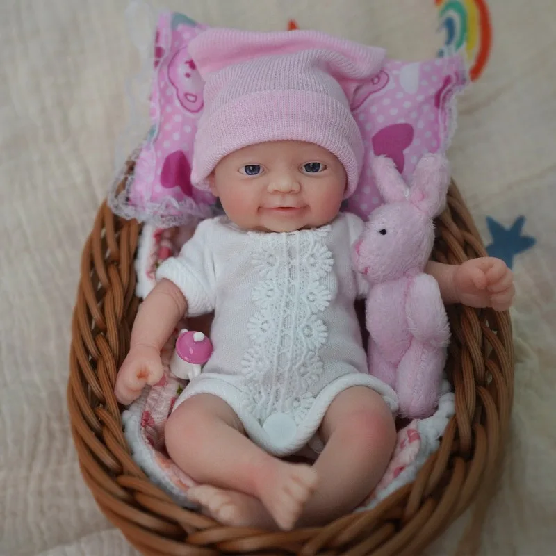 

7-дюймовая силиконовая кукла реборн для девочек, миниатюрный реалистичный подарок для всего тела для детей