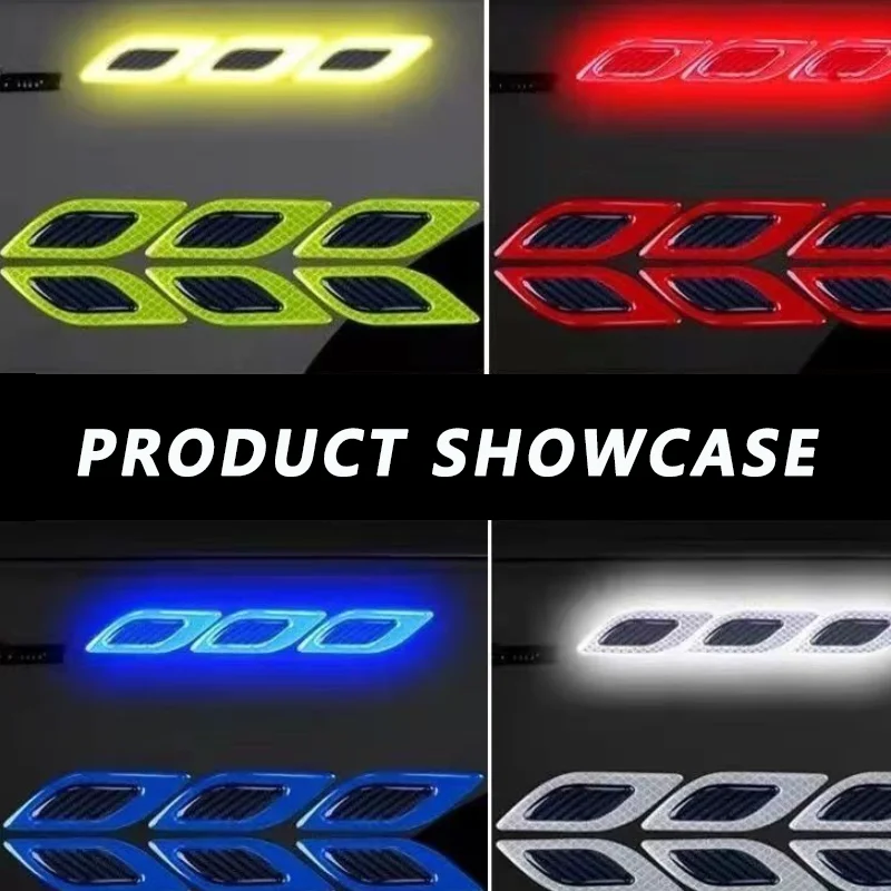 12PC 3D Car Styling Reflective Carbon Fiber Bumper Strips Safety Warning Tape Secure Reflector Stickers Car Exterior Accessories