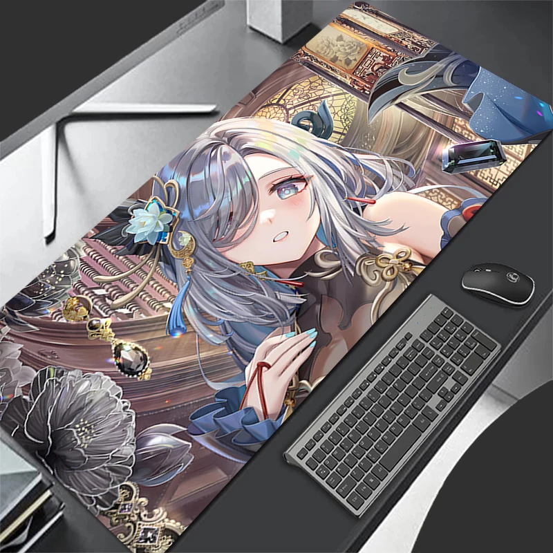 Shenhe Mouse pad large non-slip computer accessories keyboard pad gamer desk pad PC Game carpet Genshin Impact Mousepad XL XXXL