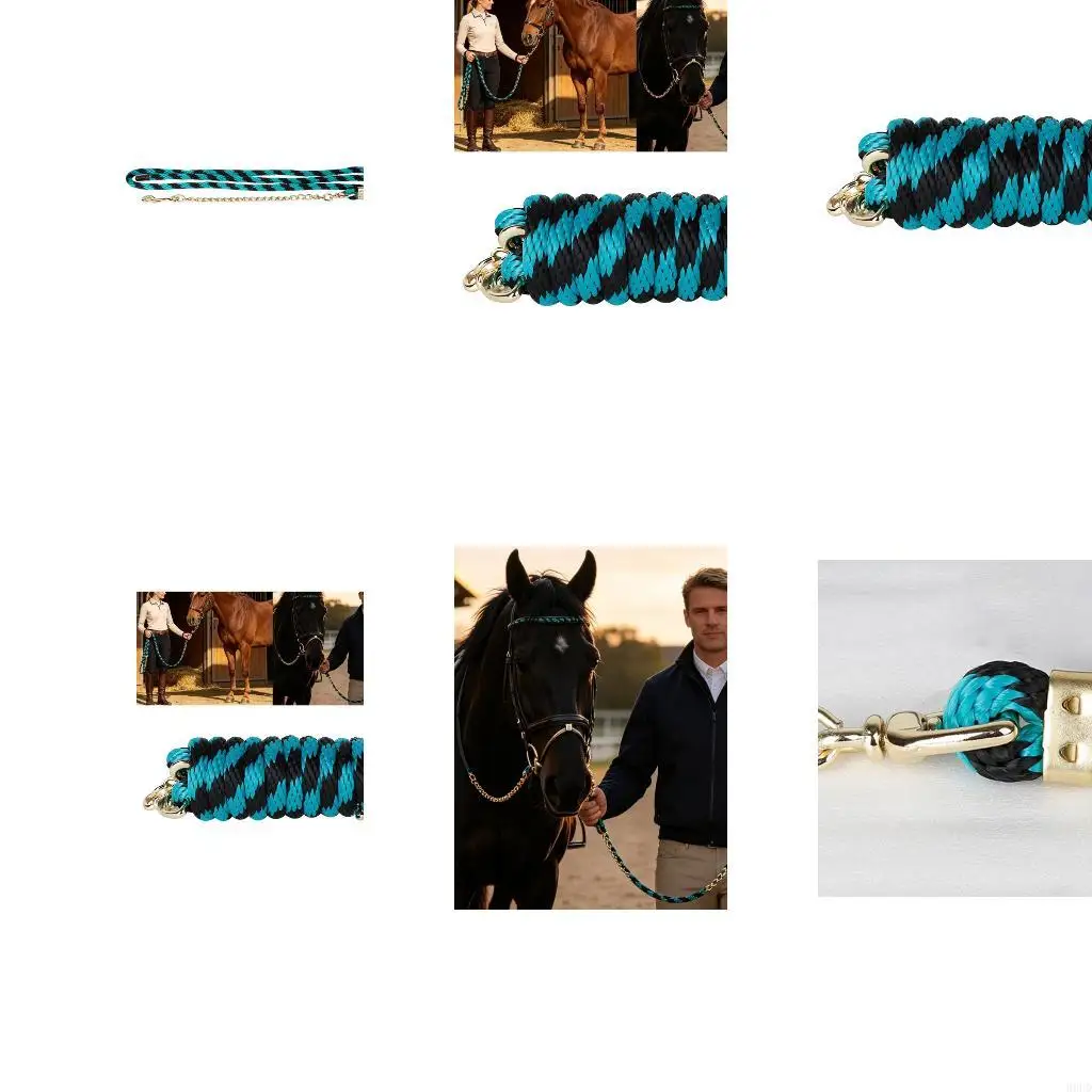 Routine Use Horse Rope with Chain for Horses, Braided Handling Rope for Stable Control, Barn Transfer and Daily Horse Walking
