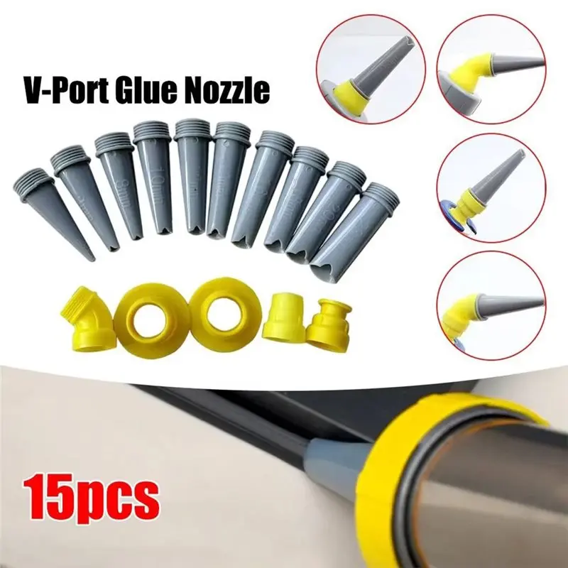 ABAH-15PCS V-Shaped Caulking Nozzle Kit, For Window Door