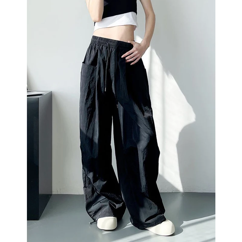 Women Trendy Vintage Streetwear Hip Hop Harajuku Y2K Baggy Cargo Pants Female High Waist Black White Oversized Pockets Trousers