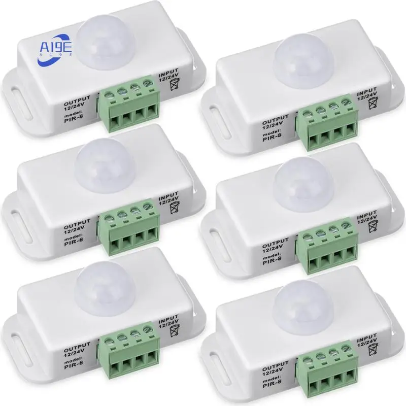 A19E-6 Pack 12V 24V PIR Sensor LED Motion Sensor Motion Licht Schalter Körper Infrarot Sensing Motion Timing Funktion