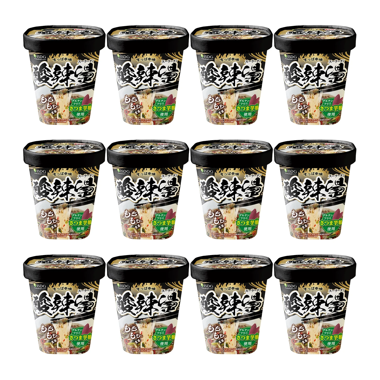 iSDG 酸辣湯 (スーラータン) 12食セット グルテンフリー さつま芋麺 本格旨辛 即席カップ麺 76g×12 クセになる美味しさ