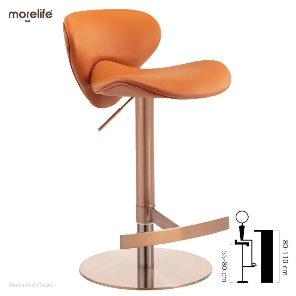 

Modern Luxury Minimalist Bar Chair Household Lifting Rotating Stainless Steel Rose Gold Simple Front Desk Bar High Stool Chair