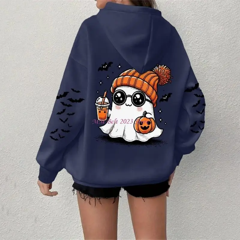 Áo nỉ 49me Halloween dành cho phụ nữ Hooded áo len quái quái đồ họa Bat đồ họa áo sơ mi đồ họa