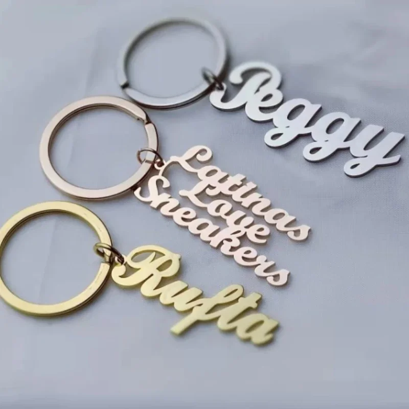 

Custom Name Keychain Personalized Stainless Steel Pendant Keychains for Women Men Customized Nameplate Keyring Jewelry Gifts