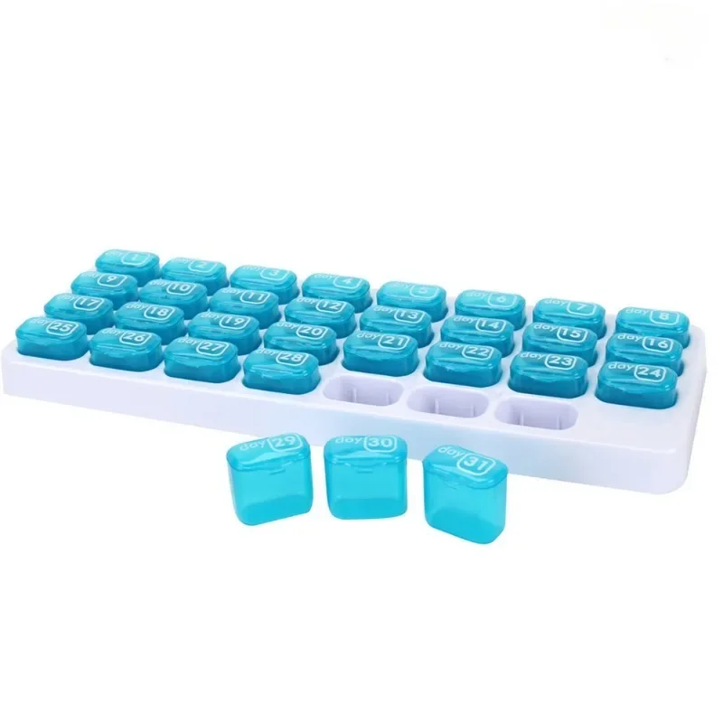 Pastillero mensual de 31 rejillas con forma de teclado extraíble, pastillero para medicina, contenedor dispensador de tabletas, organizador de pastillas Pastillero