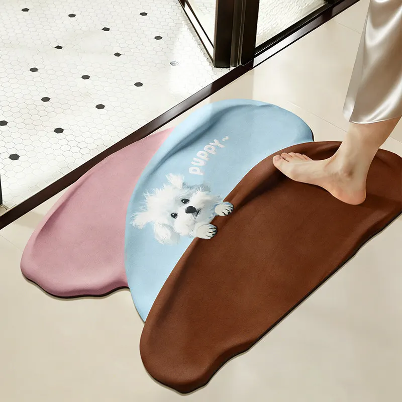 Silicone Diatom Mud Bath Mat Quick Dry Water Absorbent Bathroom Rug Non Slip Soft Floor Mat Cute Dog Design Home Decor view 5