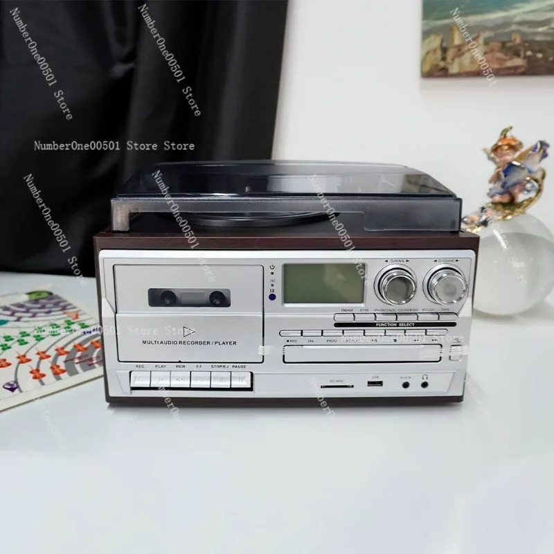 18CD Retro Turntable Bluetooth Speaker Cassette USB Radio All in One Home CD Player