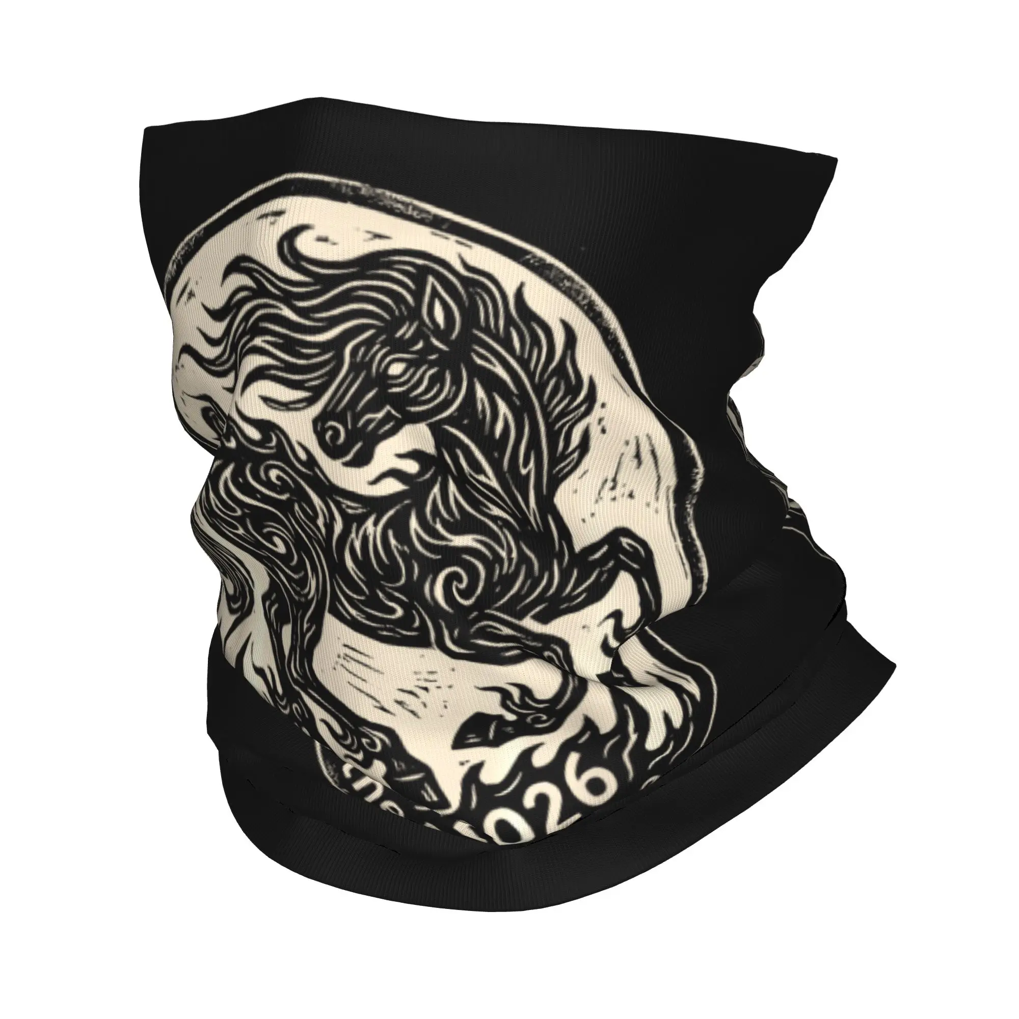 

1966 2026 Year of The Fire Horse 60th Bandana Neck Gaiter Balaclavas Face Mask Scarf Printed Zodiac Headband Warm Unisex Adult