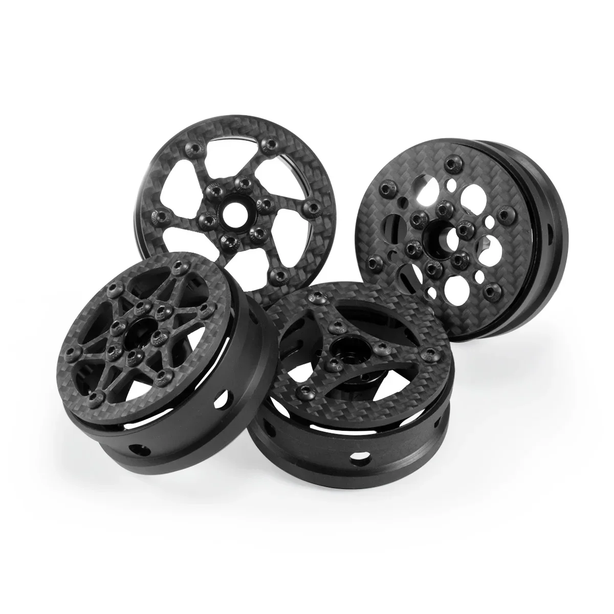 1.9 Carbon Fiber Beadlock Wheels Rim for 1/10 RC Crawler Rock Bouncer Capra SCX10 Element Enduro TF2 Gen8 VS4-10 Gmade R1 YK4102