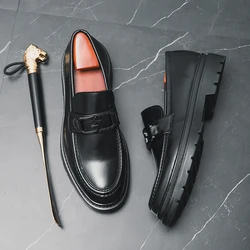 Men Weave Pattern Lace-up Loafers Fashion High Quality Luxury Leather Shoes Summer Slip-on Elegant Business Driving Shoes Black