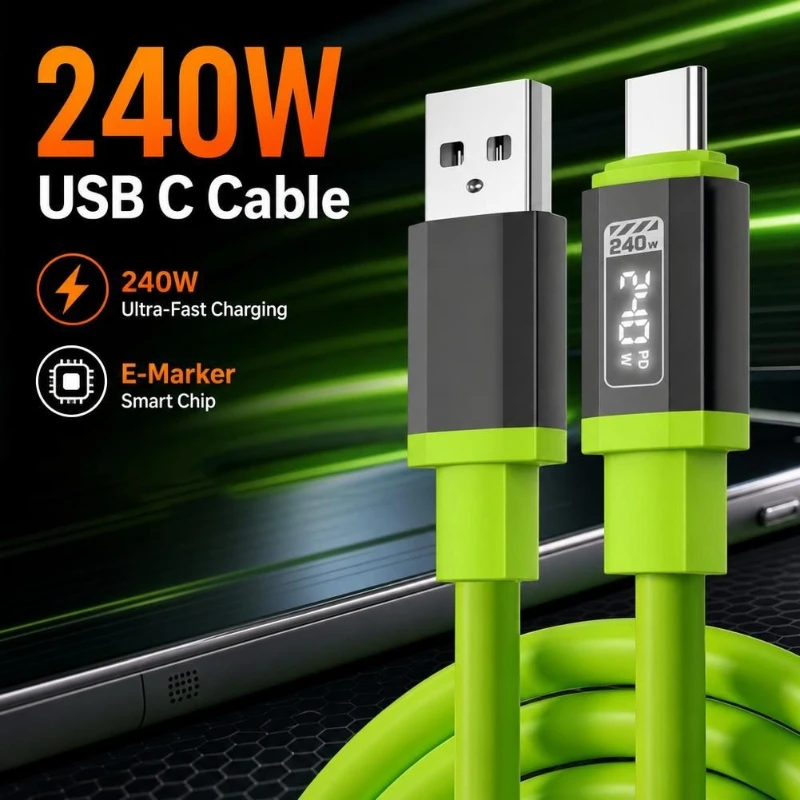240W 10A 고속 충전 케이블, 삼성, 아이폰 17 프로, 샤오미 17용 타입 C-타입 C 실리콘 케이블, 신제품