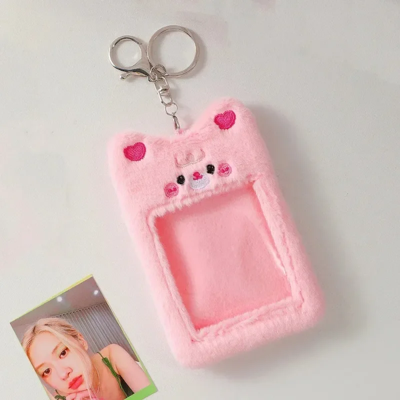 Cartoon Plush Photo Frame Cute Card Box Original Girl Idol Album Card Display Stand Key Hangers bag accessories