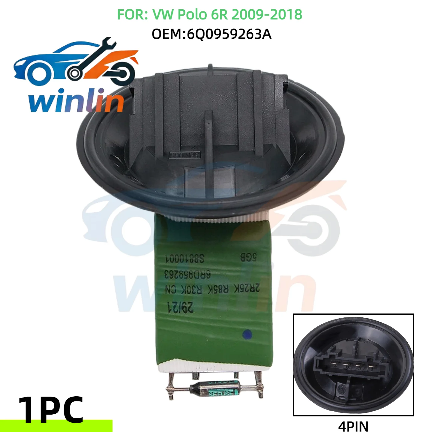 New  OEM 6Q0959263 6Q0959263A Car Motor Heater Fan Blower Control Resistor for Audi A1 A2 for Skoda Fabia Roomster
