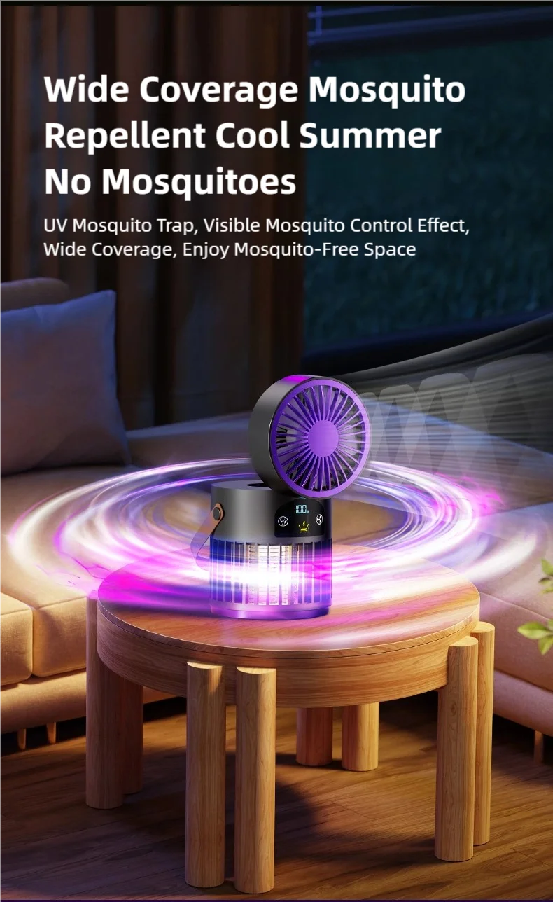 TINSOL 6-in-1 Mückenkiller-Lampe für Zuhause mit Kleinem Ventilator, Nachtlicht, Elektrischer Mückenschutz und Mückenfalle für Draußen – Detail 8