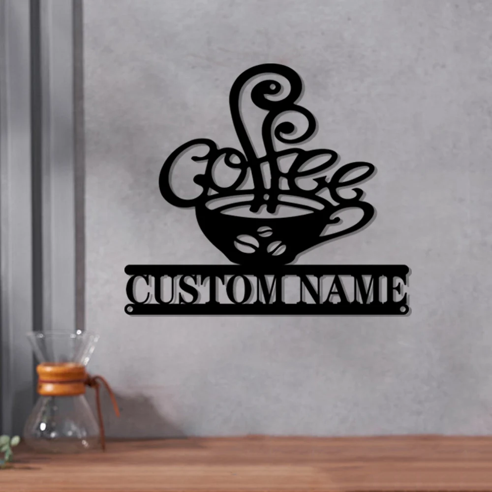 

1pc diy delicious coffee Customized Name Tin Wall Signs Metal Wall Plaque For Kids Room Living Room Home Decor