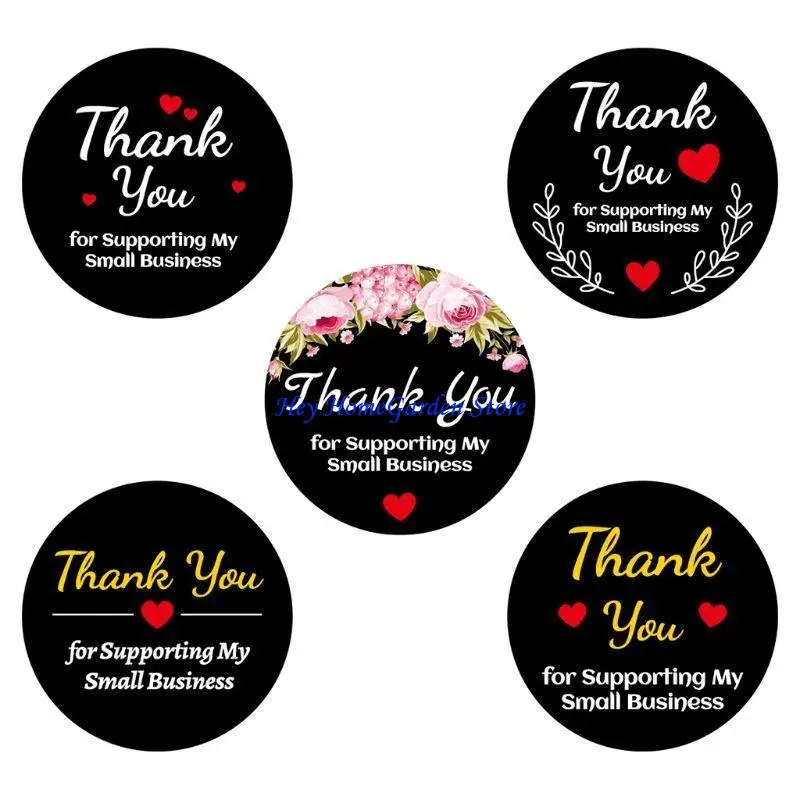 652F 500pcs Thank You Stickers 1.5inch Seal Label for Small Shop Wedding Gift Package