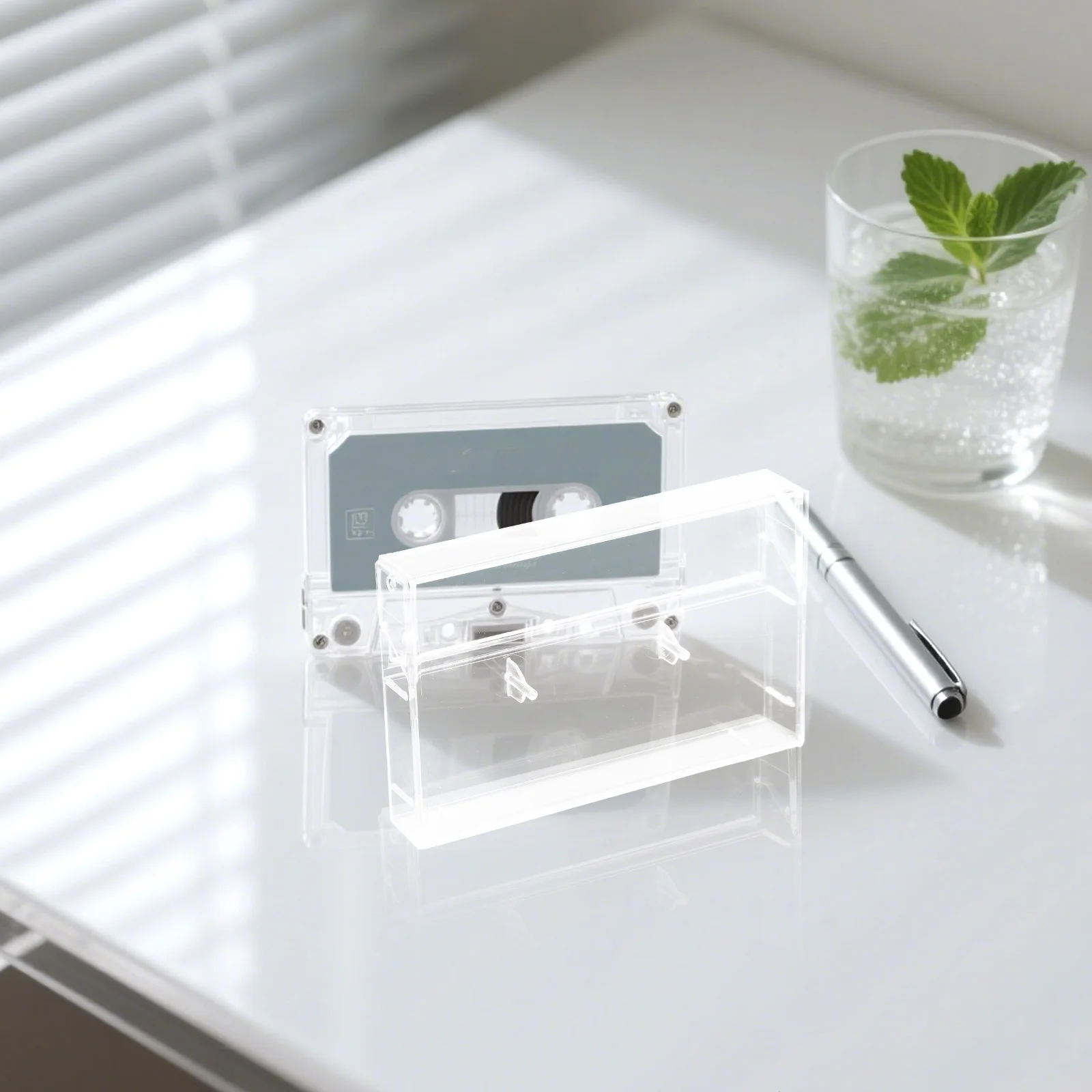 

6Pcs High Transparency Cassette Tape Holder Plastic Storage Box Clear Recording Case Tape Organizer Car Use Retro Case Cassette