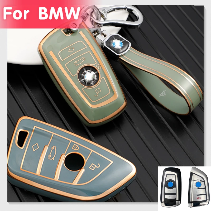 TPU Golden edge Style Car Key Case Cover Shell Fob For BMW X3 X5 X6 F30 F34 F10 F20 G20 G30 G01 G02 G05 F15 F16 1 3 5 7 Series