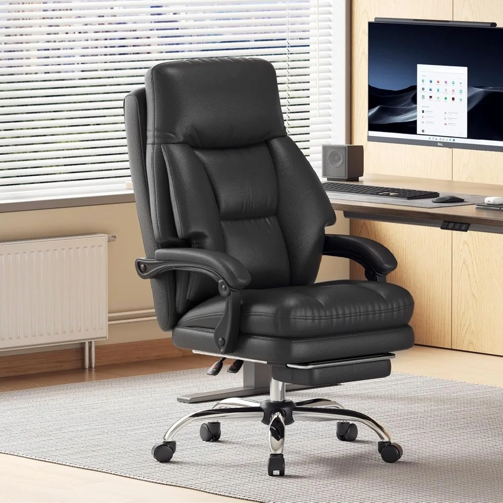 

Home Office Desk Chair, 90°-160° Reclining, High Back Executive OfficeChair 400LBS with Footrest, Ergonomic Scratch-Resistant Fa