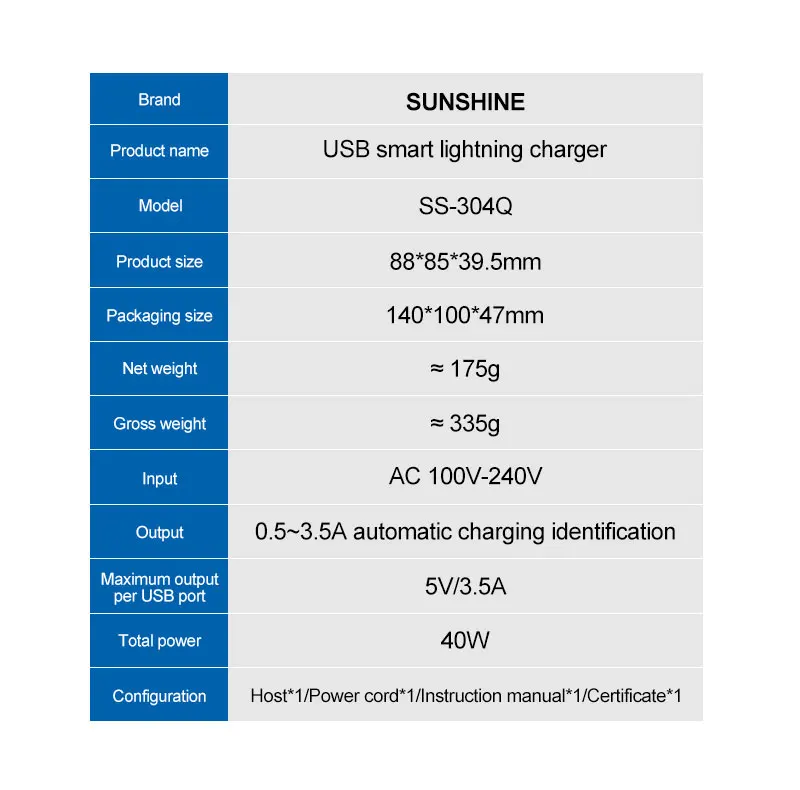 SUNSHINE SS-304Q 6-Port-USB-Digitalanzeige Schnellladung QC3.0 Schnellladung Kompatibel mit mehreren Geräten – Detail 20