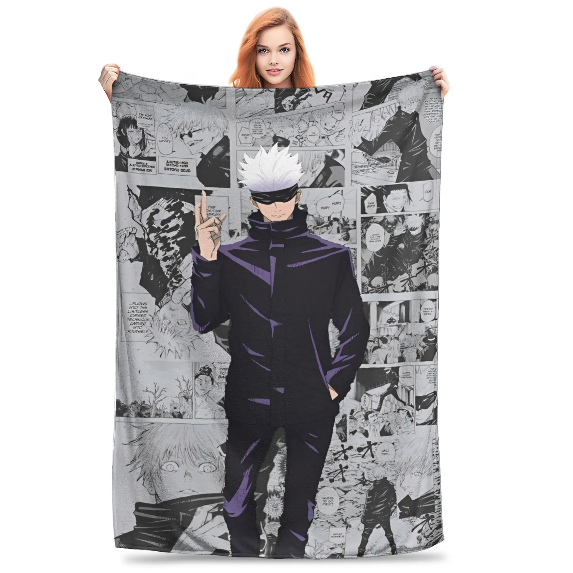 Gojo Satoro Jujutsu Kaisen Stuff Blankets Super Soft Fleece  Throw Blanket Cozy Bedspread
